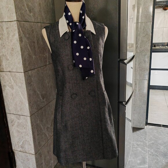 Self-portrait Gray checkered scarf, gray dress - Picture 2 of 11